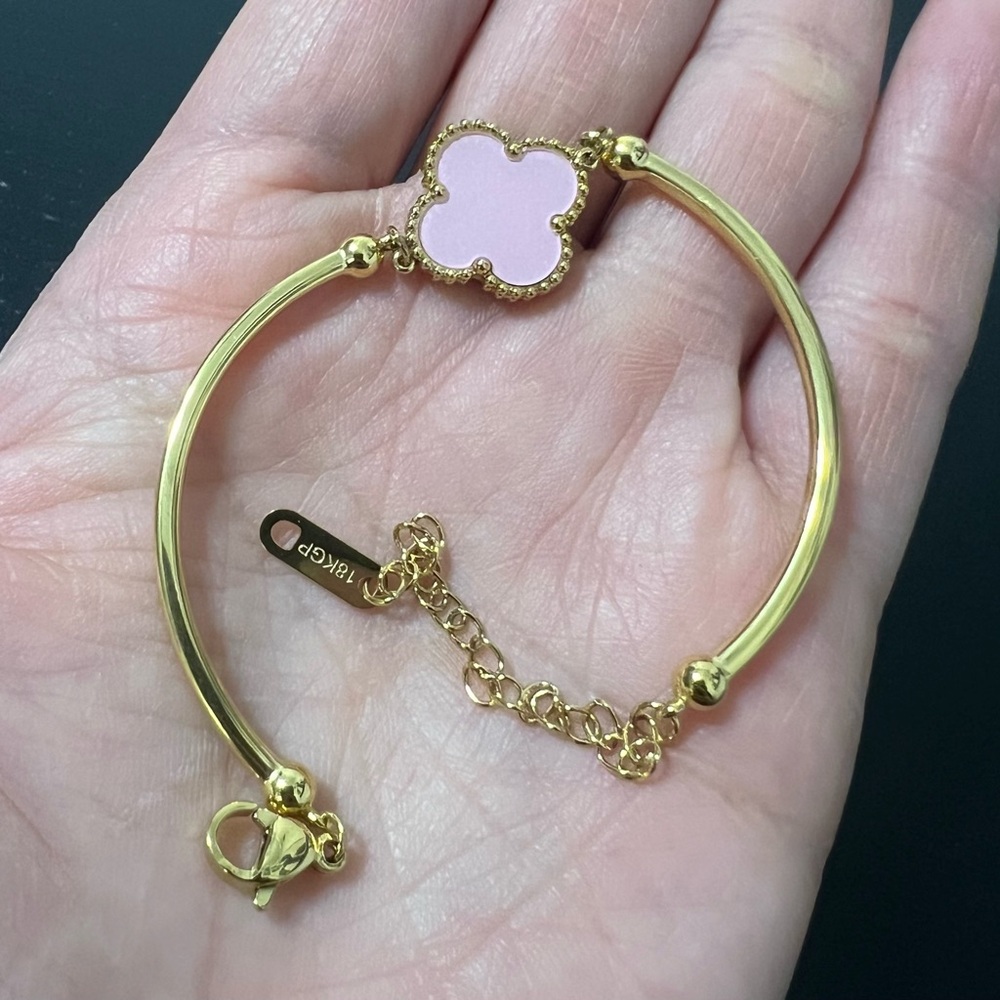 Gold and Pink Clover Bracelet